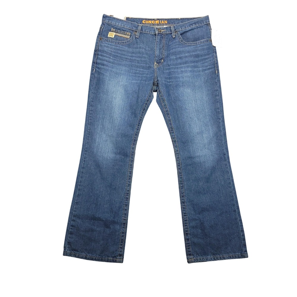Cinch Ian Jeans Mens 36x30 Blue Medium Wash Slim Bootcut Denim Pants Western